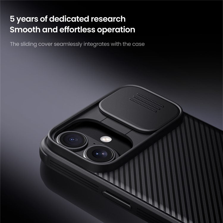NILLKIN Camshield Pro Series for iPhone 16 Plus Case PC+TPU Slide Camera Lid Phone Cover - Blue