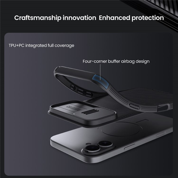 NILLKIN Camshield Pro Series for iPhone 16 Case PC+TPU Slide Camera Lid Phone Cover - Green