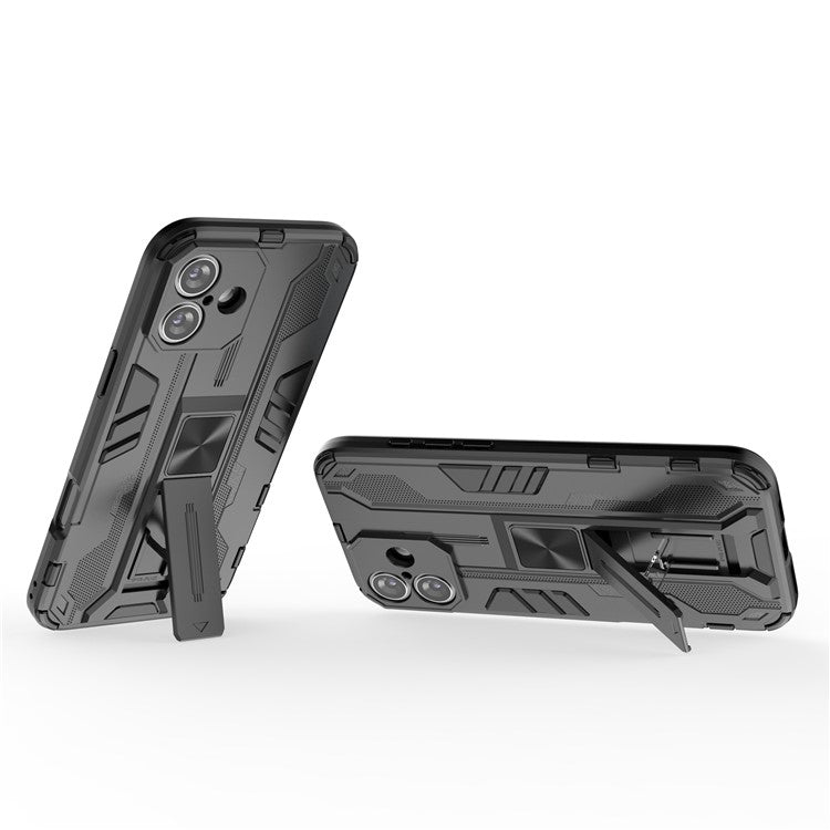 For iPhone 16 Plus Case PC + TPU Shockproof Phone Cover with Kickstand - Black