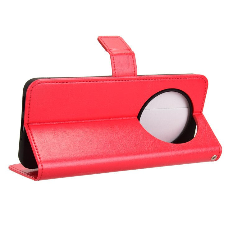 For Xiaomi Poco C75 4G / Redmi 14R 5G / 14C 4G / A4 5G Case Crazy Horse Texture PU Leather Phone Wallet Cover - Red