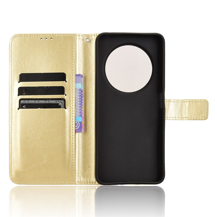For Xiaomi Poco C75 4G / Redmi 14R 5G / 14C 4G / A4 5G Case Crazy Horse Texture PU Leather Phone Wallet Cover - Gold