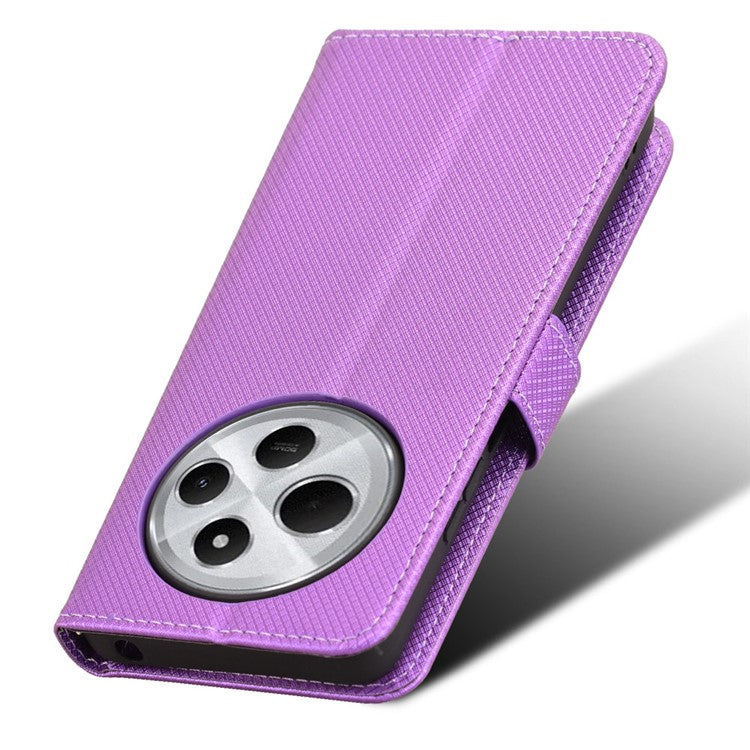 For Xiaomi Poco C75 4G / Redmi 14R 5G / 14C 4G / A4 5G Case PU Leather Diamond Texture Wallet Phone Cover - Purple