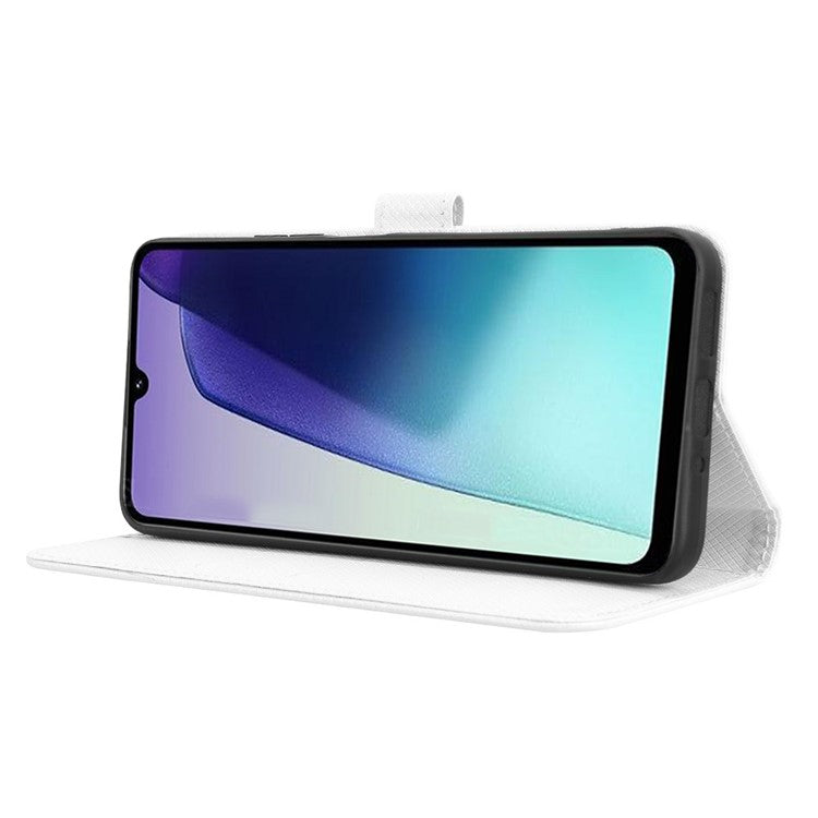 For Xiaomi Poco C75 4G / Redmi 14R 5G / 14C 4G / A4 5G Case PU Leather Diamond Texture Wallet Phone Cover - White