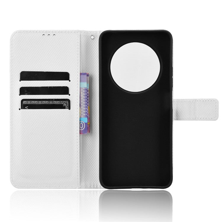 For Xiaomi Poco C75 4G / Redmi 14R 5G / 14C 4G / A4 5G Case PU Leather Diamond Texture Wallet Phone Cover - White