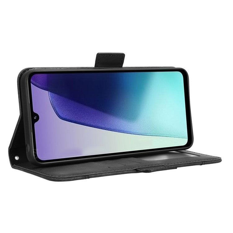 For Xiaomi Poco C75 4G / Redmi 14R 5G / 14C 4G / A4 5G Leather Case Phone Wallet Cover with Multiple Card Slots - Black