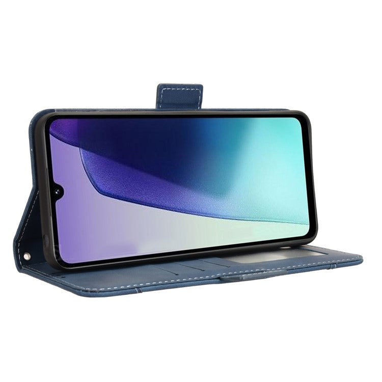 For Xiaomi Poco C75 4G / Redmi 14R 5G / 14C 4G / A4 5G Leather Case Phone Wallet Cover with Multiple Card Slots - Blue