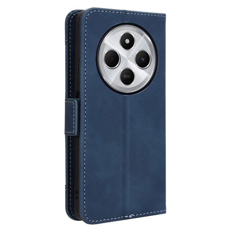 For Xiaomi Poco C75 4G / Redmi 14R 5G / 14C 4G / A4 5G Leather Case Phone Wallet Cover with Multiple Card Slots - Blue
