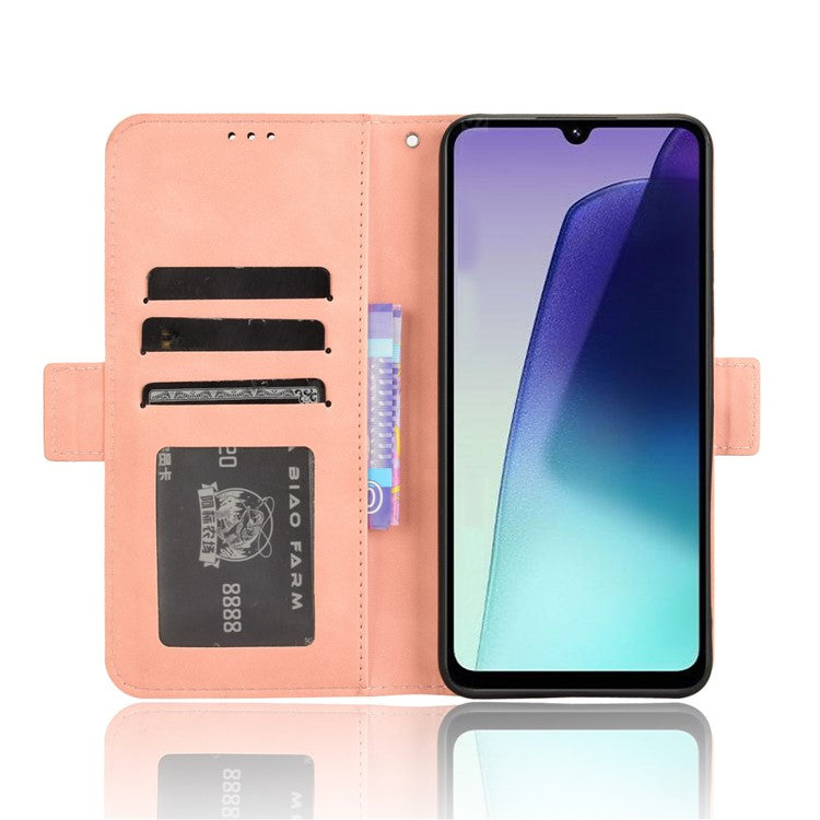 For Xiaomi Poco C75 4G / Redmi 14R 5G / 14C 4G / A4 5G Leather Case Phone Wallet Cover with Multiple Card Slots - Pink