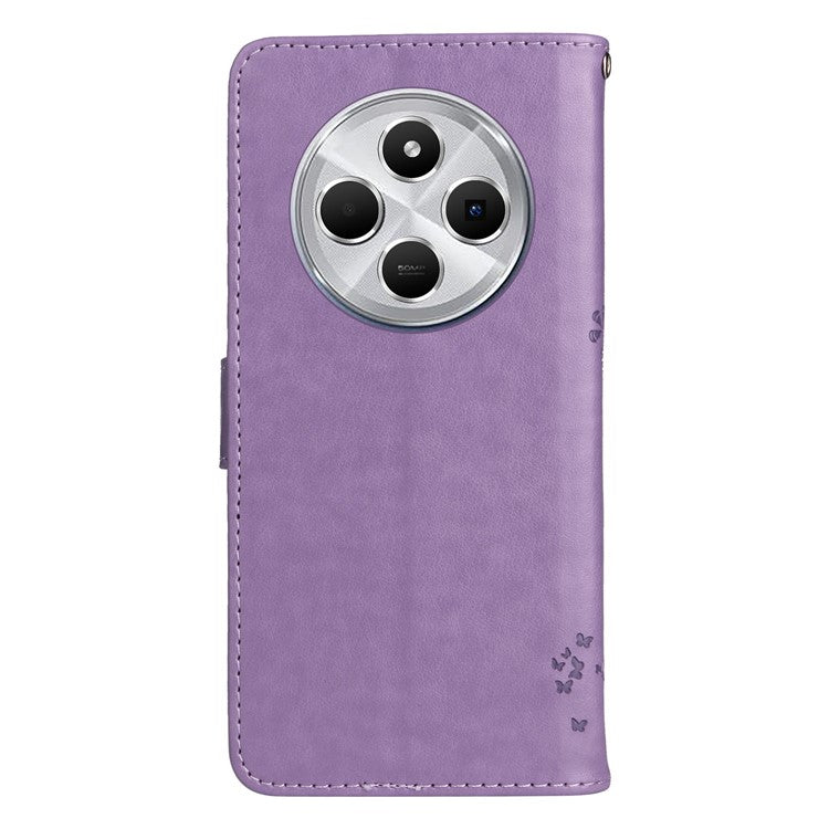 KT Imprinting Flower Series-3 For Xiaomi Poco C75 4G / Redmi 14R 5G / 14C 4G Case Cat Tree Pattern Flip Leather Phone Cover - Light Purple