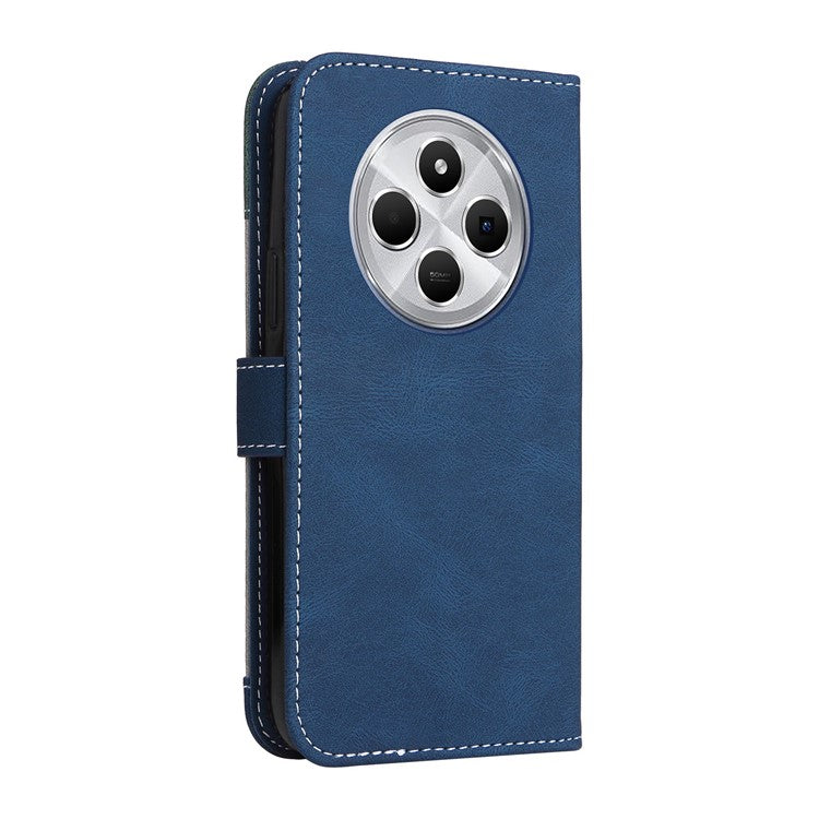 For Xiaomi Poco C75 4G / Redmi 14R 5G / 14C 4G Case Flip Wallet Leather Phone Cover 3 Color Splicing - Blue