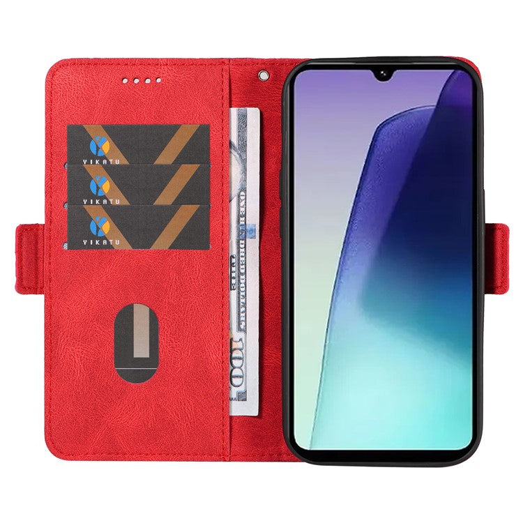 For Xiaomi Poco C75 4G / Redmi 14R 5G / 14C 4G Case Rhombus PU Leather Flip Wallet Phone Cover - Red