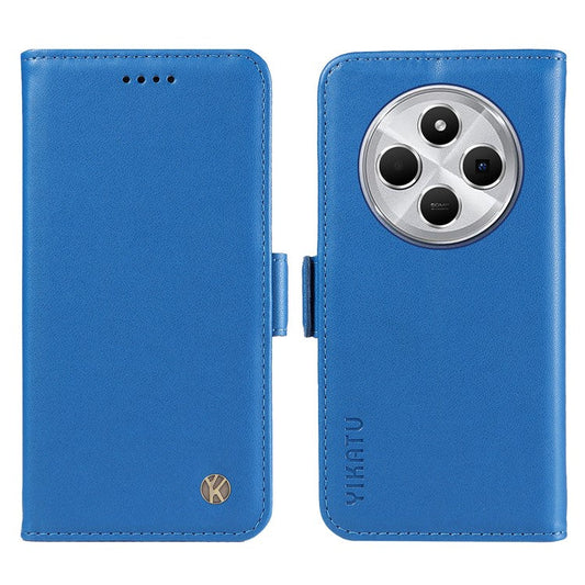 YIKATU YK-003 For Xiaomi Poco C75 4G / Redmi 14R 5G / 14C 4G Case Wallet Stand Leather Phone Cover Side Buckle - Sky Blue