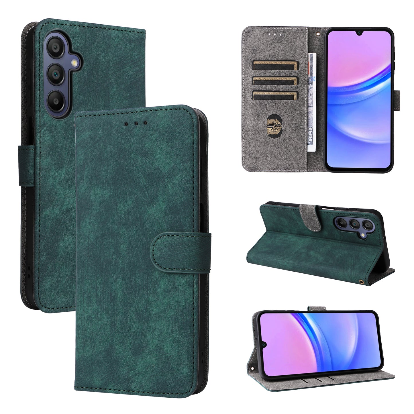 For Samsung Galaxy A16 5G / A16 4G Wallet Case RFID Blocking PU Leather Cover Stand View - Green
