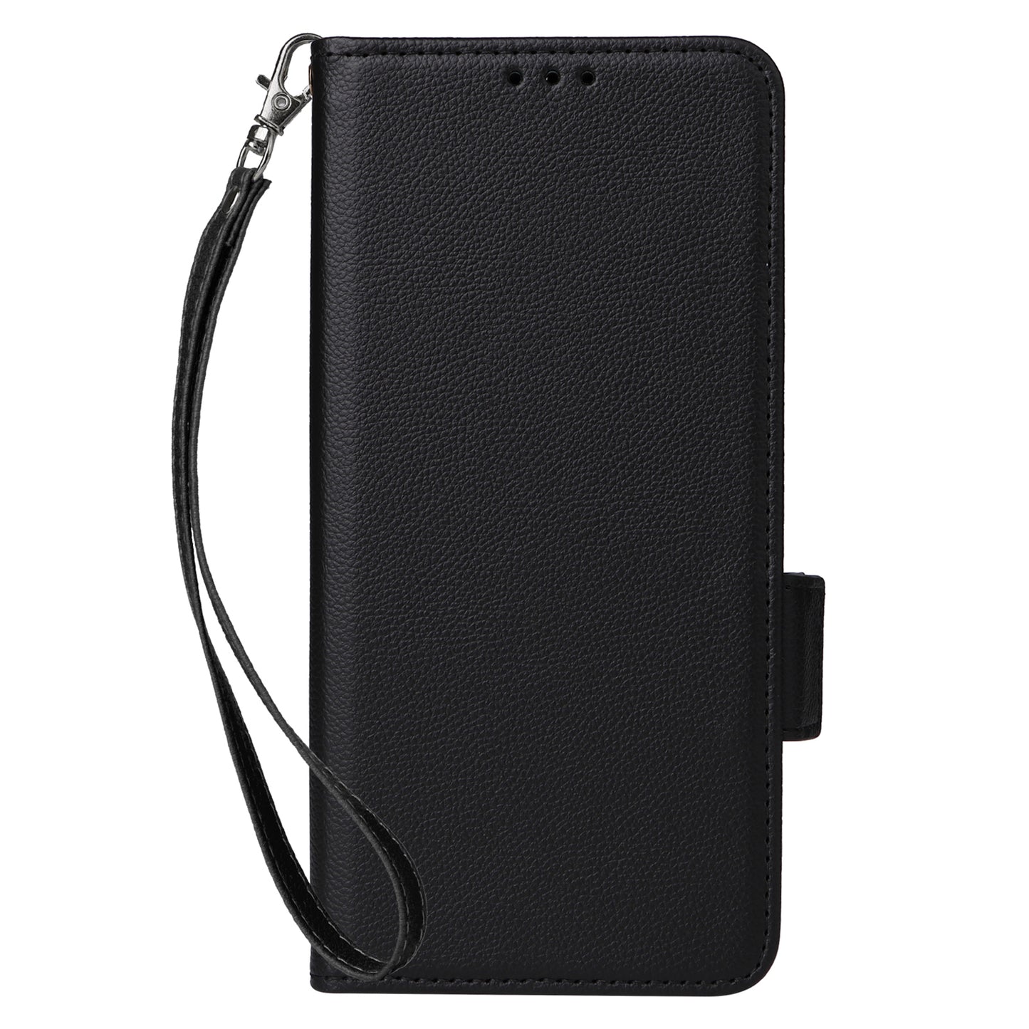 For Samsung Galaxy A16 5G / A16 4G Case Litchi Texture PU Leather Wallet Flip Phone Cover - Black