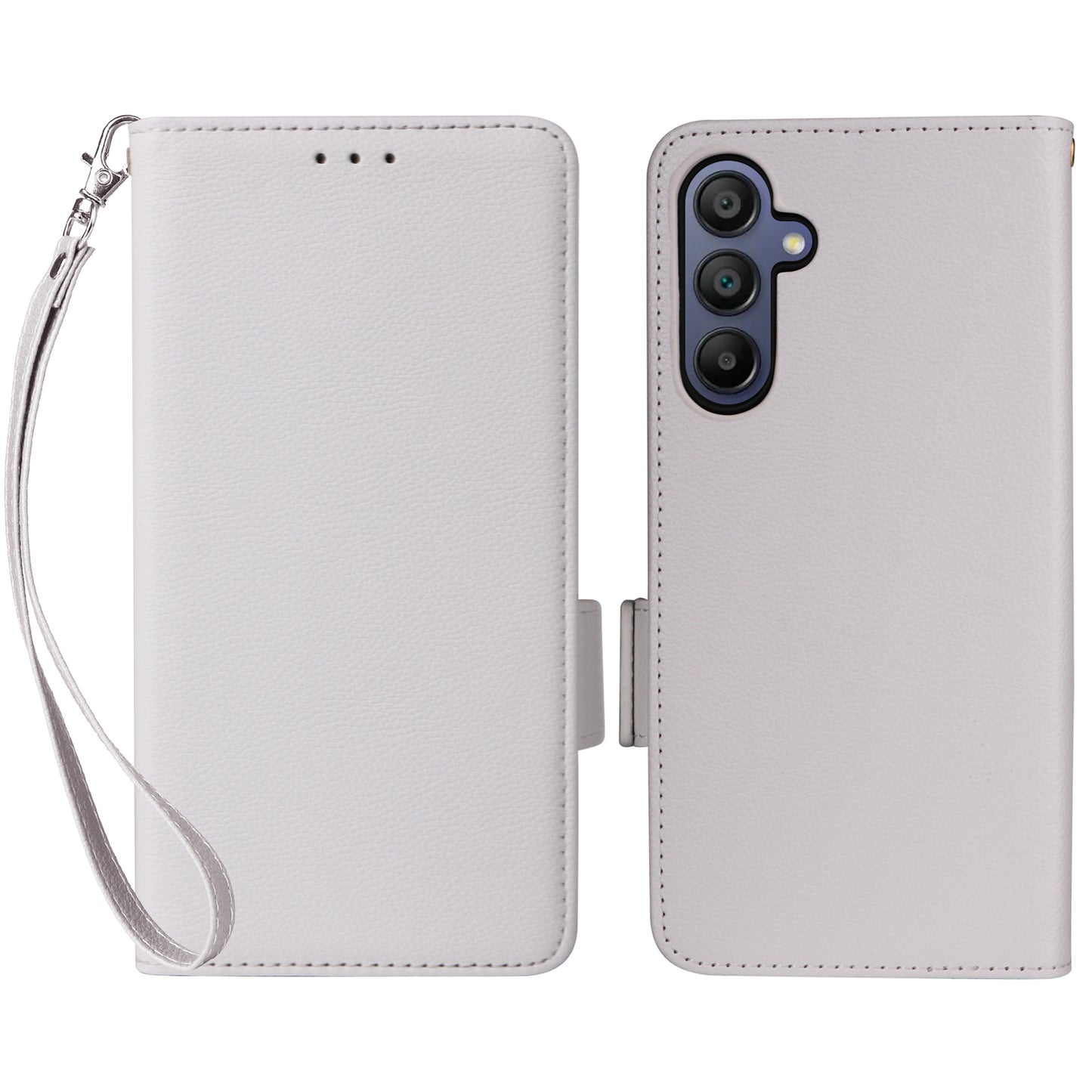 For Samsung Galaxy A16 5G / A16 4G Case Litchi Texture PU Leather Wallet Flip Phone Cover - White