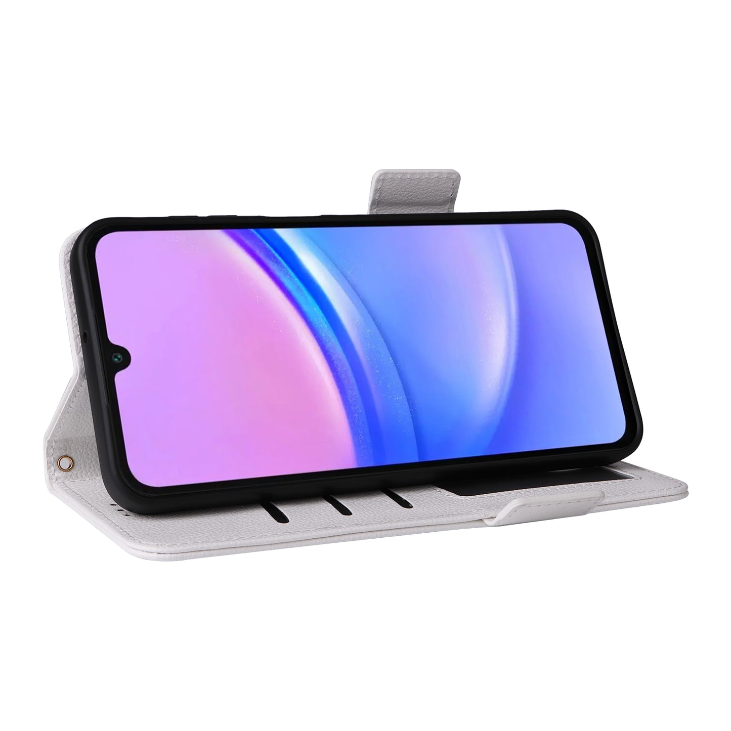 For Samsung Galaxy A16 5G / A16 4G Case Litchi Texture PU Leather Wallet Flip Phone Cover - White