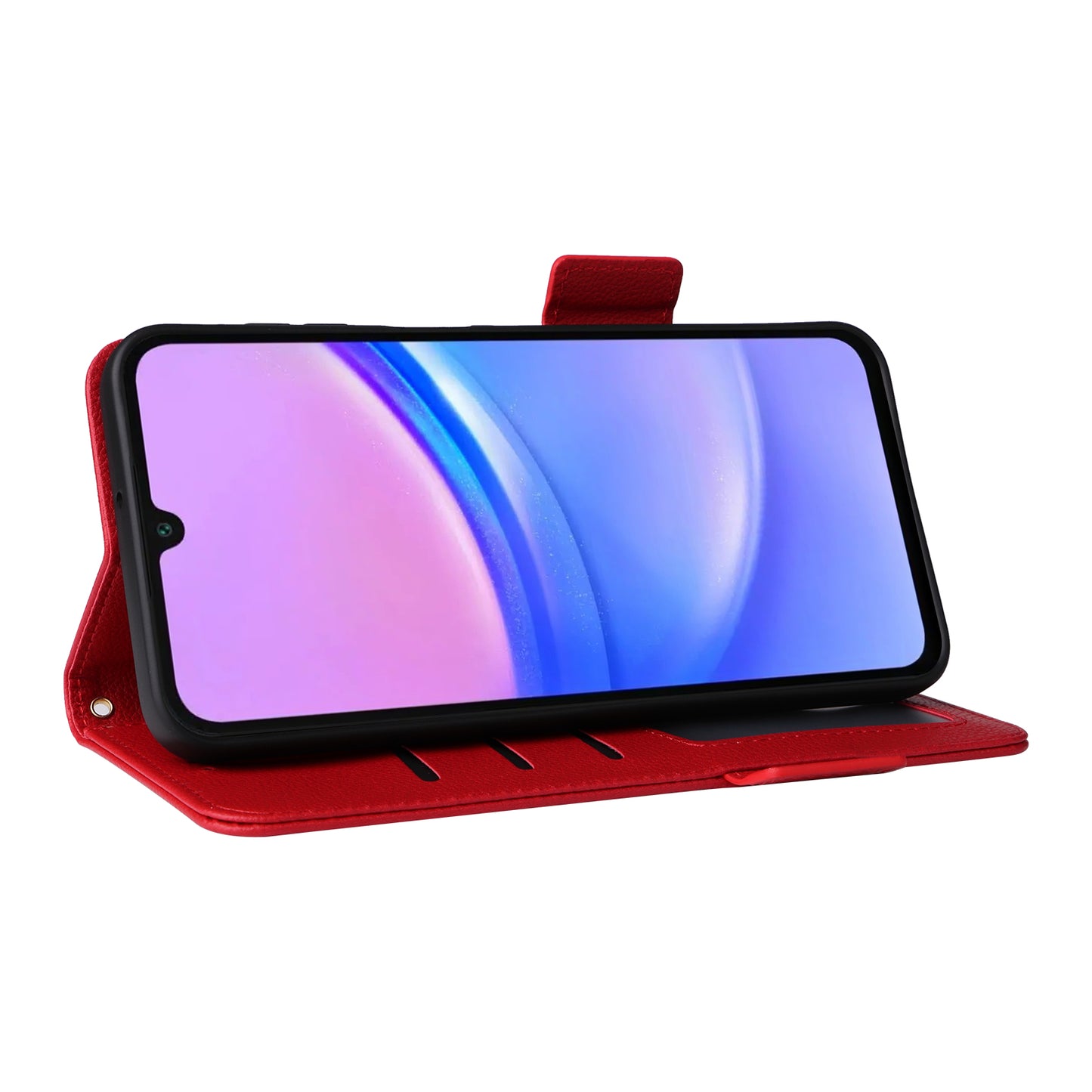 For Samsung Galaxy A16 5G / A16 4G Case Litchi Texture PU Leather Wallet Flip Phone Cover - Red