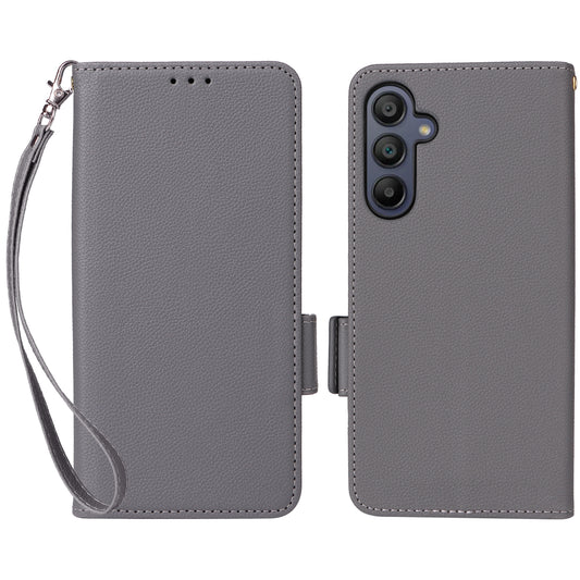 For Samsung Galaxy A16 5G / A16 4G Case Litchi Texture PU Leather Wallet Flip Phone Cover - Grey