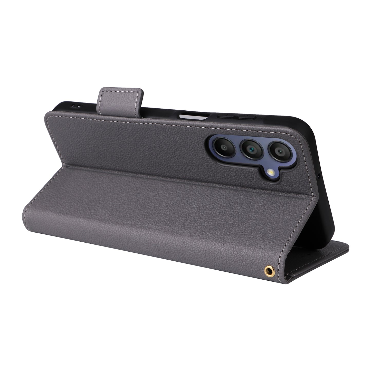 For Samsung Galaxy A16 5G / A16 4G Case Litchi Texture PU Leather Wallet Flip Phone Cover - Grey