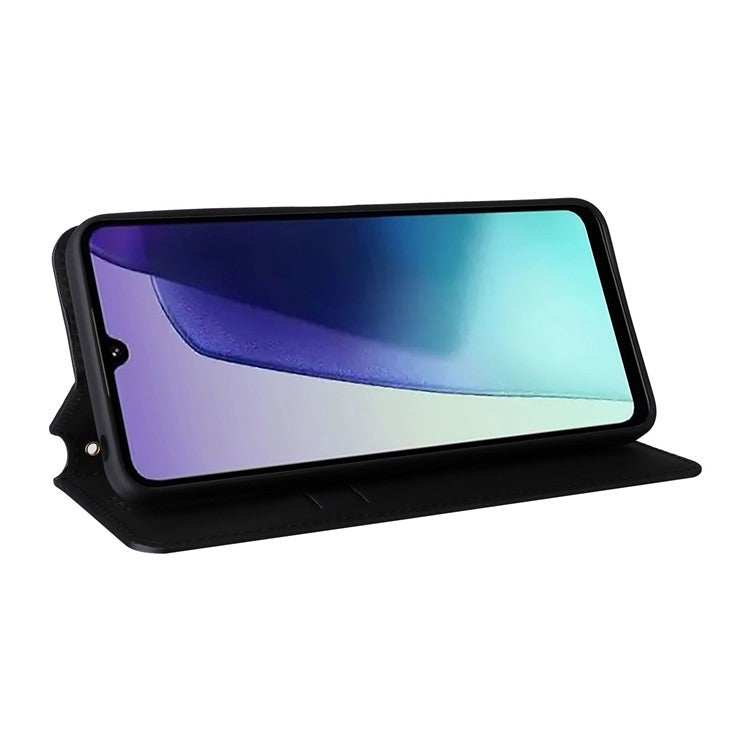 For Xiaomi Poco C75 4G / Redmi 14R 5G / 14C 4G / A4 5G Wallet Case Rhombus Imprinted Leather Phone Cover - Black