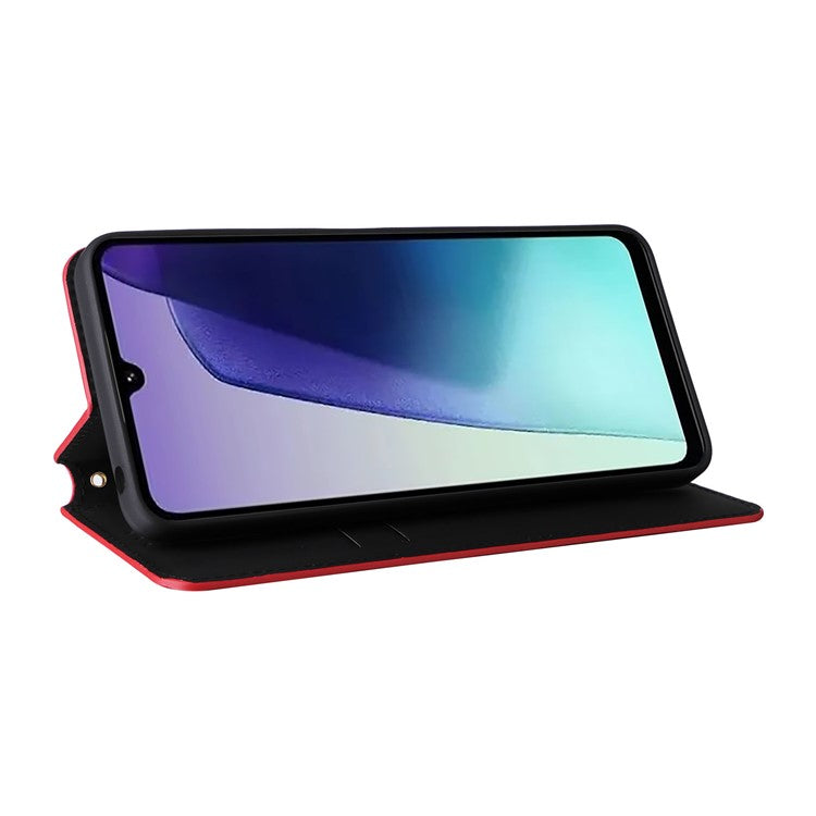 For Xiaomi Poco C75 4G / Redmi 14R 5G / 14C 4G / A4 5G Wallet Case Rhombus Imprinted Leather Phone Cover - Red