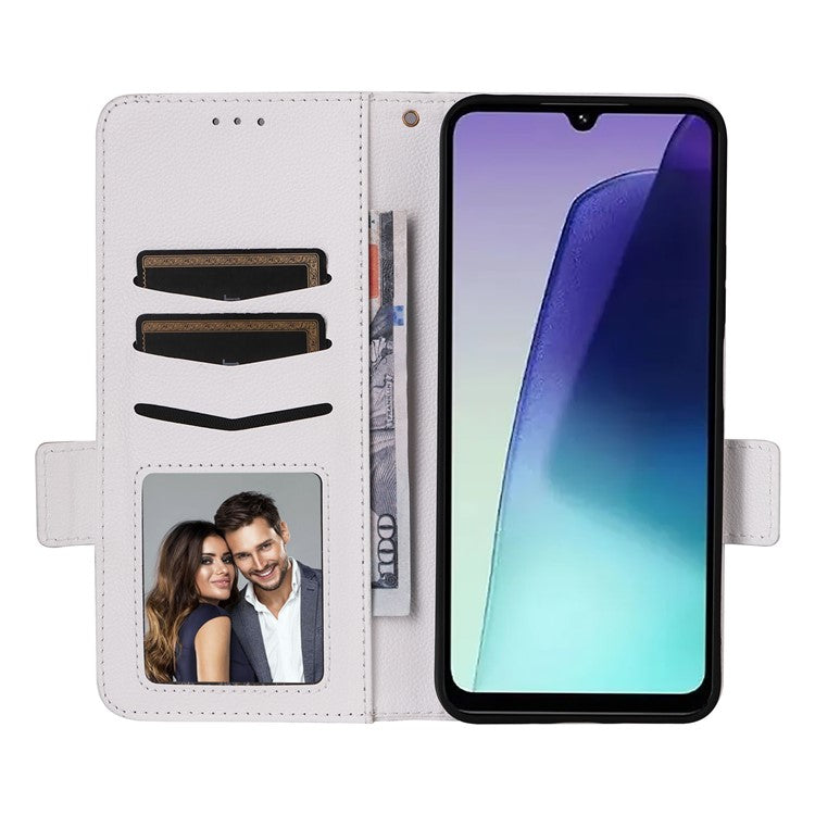 For Xiaomi Poco C75 4G / Redmi 14R 5G / 14C 4G / A4 5G Case Litchi Texture PU Leather Wallet Flip Phone Cover - White