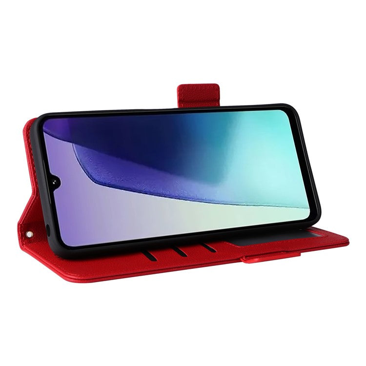 For Xiaomi Poco C75 4G / Redmi 14R 5G / 14C 4G / A4 5G Case Litchi Texture PU Leather Wallet Flip Phone Cover - Red