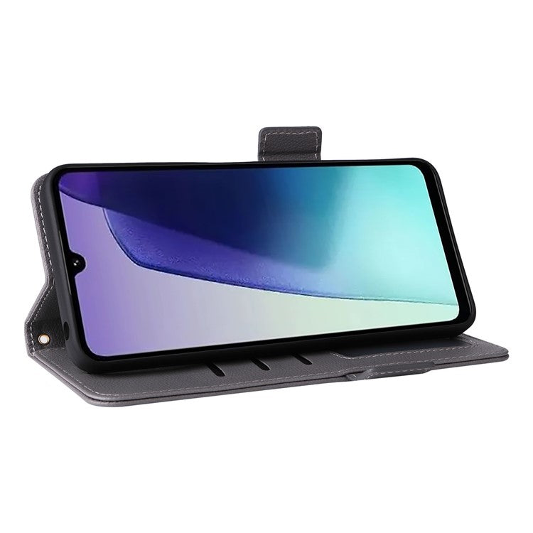 For Xiaomi Poco C75 4G / Redmi 14R 5G / 14C 4G / A4 5G Case Litchi Texture PU Leather Wallet Flip Phone Cover - Grey