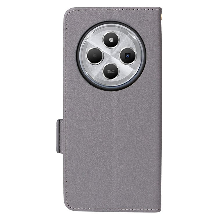 For Xiaomi Poco C75 4G / Redmi 14R 5G / 14C 4G / A4 5G Case Litchi Texture PU Leather Wallet Flip Phone Cover - Grey