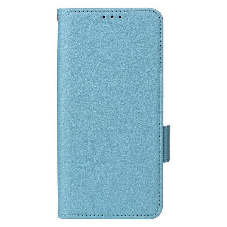 For Xiaomi Poco C75 4G / Redmi 14R 5G / 14C 4G / A4 5G Case Litchi Texture PU Leather Wallet Flip Phone Cover - Baby Blue
