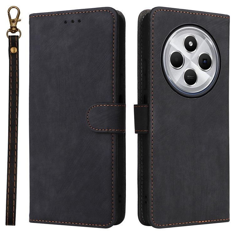 For Xiaomi Poco C75 4G / Redmi 14R 5G / 14C 4G / A4 5G Wallet Case RFID Blocking PU Leather Cover Stand View - Black