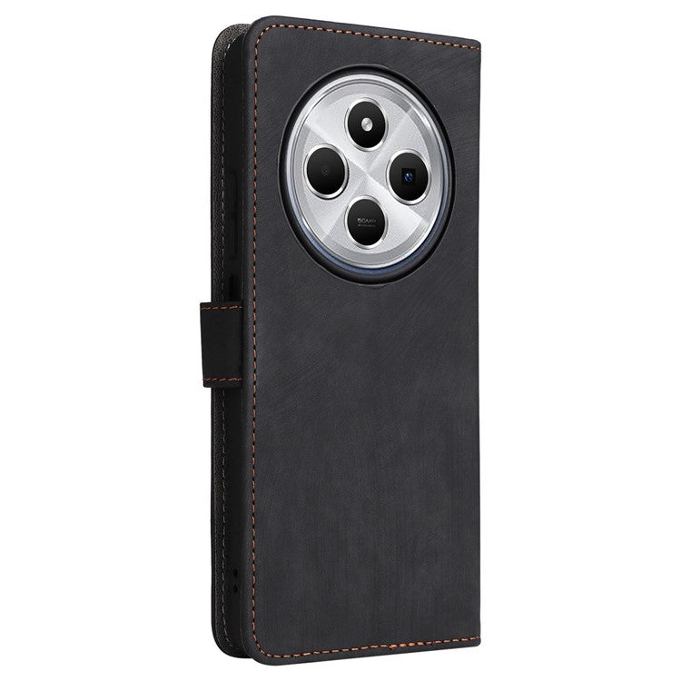 For Xiaomi Poco C75 4G / Redmi 14R 5G / 14C 4G / A4 5G Wallet Case RFID Blocking PU Leather Cover Stand View - Black