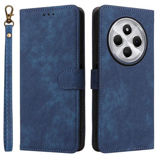 For Xiaomi Poco C75 4G / Redmi 14R 5G / 14C 4G / A4 5G Wallet Case RFID Blocking PU Leather Cover Stand View - Blue