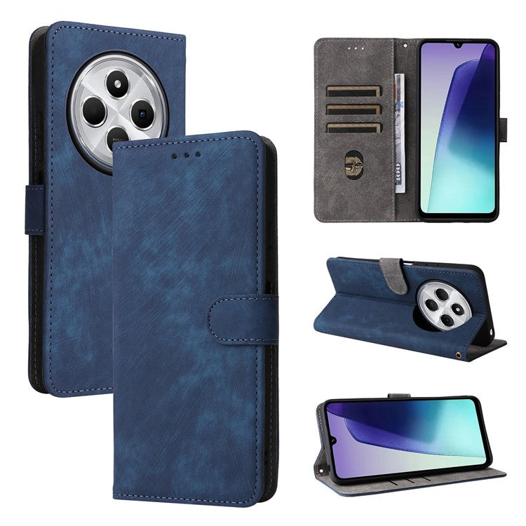 For Xiaomi Poco C75 4G / Redmi 14R 5G / 14C 4G / A4 5G Wallet Case RFID Blocking PU Leather Cover Stand View - Blue