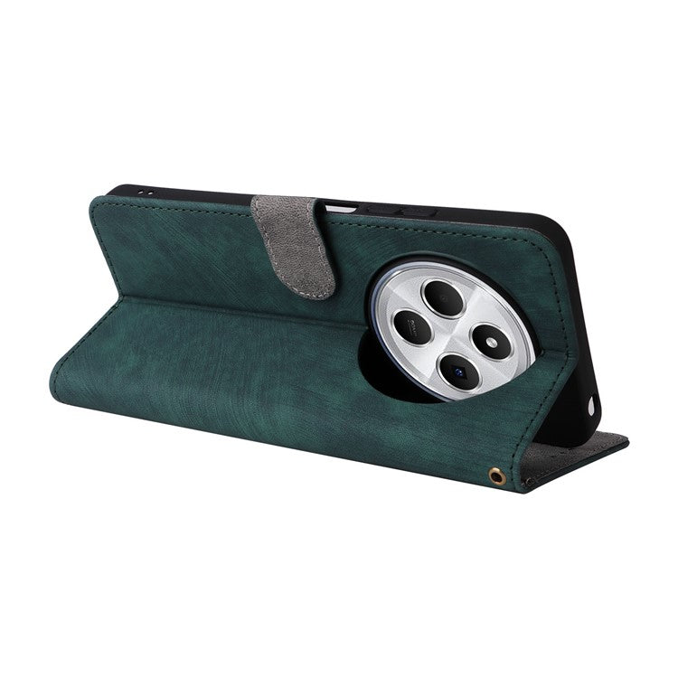 For Xiaomi Poco C75 4G / Redmi 14R 5G / 14C 4G / A4 5G Wallet Case RFID Blocking PU Leather Cover Stand View - Green