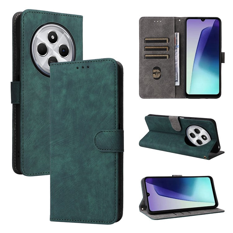 For Xiaomi Poco C75 4G / Redmi 14R 5G / 14C 4G / A4 5G Wallet Case RFID Blocking PU Leather Cover Stand View - Green