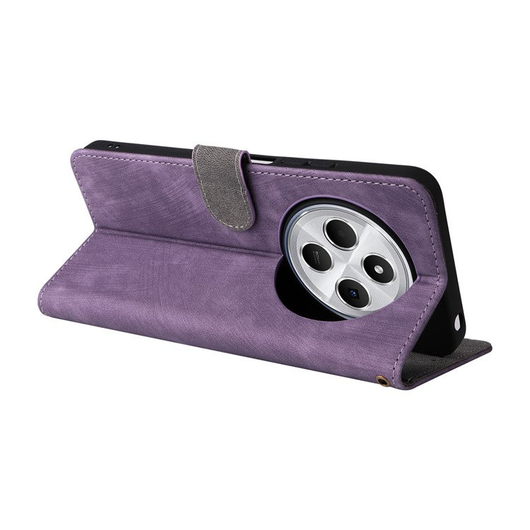 For Xiaomi Poco C75 4G / Redmi 14R 5G / 14C 4G / A4 5G Wallet Case RFID Blocking PU Leather Cover Stand View - Purple