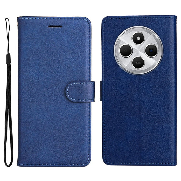KT Leather Series-2 for Xiaomi Poco C75 4G / Redmi 14R 5G / 14C 4G Case Solid Color Leather Phone Cover Wallet Stand - Blue