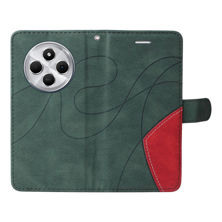 KT Leather Series-1 For Xiaomi Redmi 14C 4G Leather Case Color Splicing Phone Cover Wallet Stand - Green