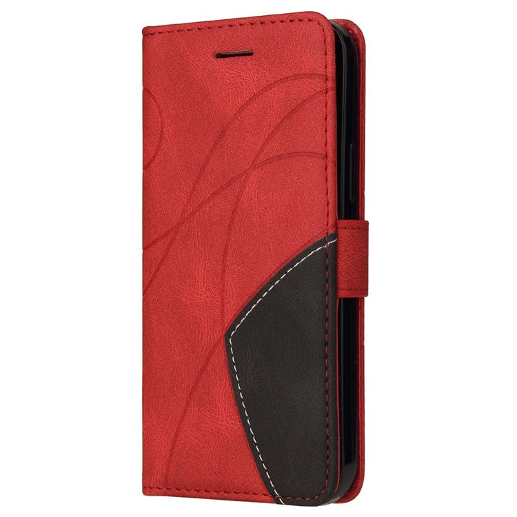 KT Leather Series-1 For Xiaomi Redmi 14C 4G Leather Case Color Splicing Phone Cover Wallet Stand - Red