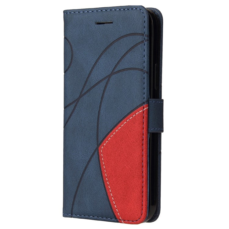 KT Leather Series-1 For Xiaomi Redmi 14C 4G Leather Case Color Splicing Phone Cover Wallet Stand - Blue