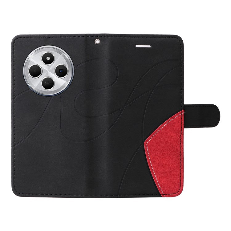 KT Leather Series-1 For Xiaomi Redmi 14C 4G Leather Case Color Splicing Phone Cover Wallet Stand - Black