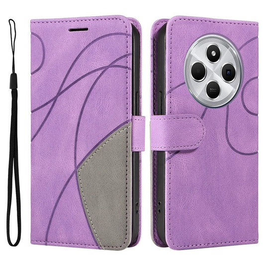 KT Leather Series-1 For Xiaomi Redmi 14C 4G Leather Case Color Splicing Phone Cover Wallet Stand - Purple