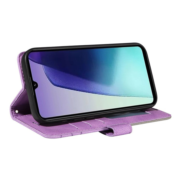 KT Leather Series-1 For Xiaomi Redmi 14C 4G Leather Case Color Splicing Phone Cover Wallet Stand - Purple