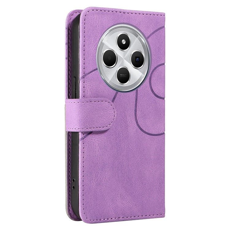 KT Leather Series-1 For Xiaomi Redmi 14C 4G Leather Case Color Splicing Phone Cover Wallet Stand - Purple