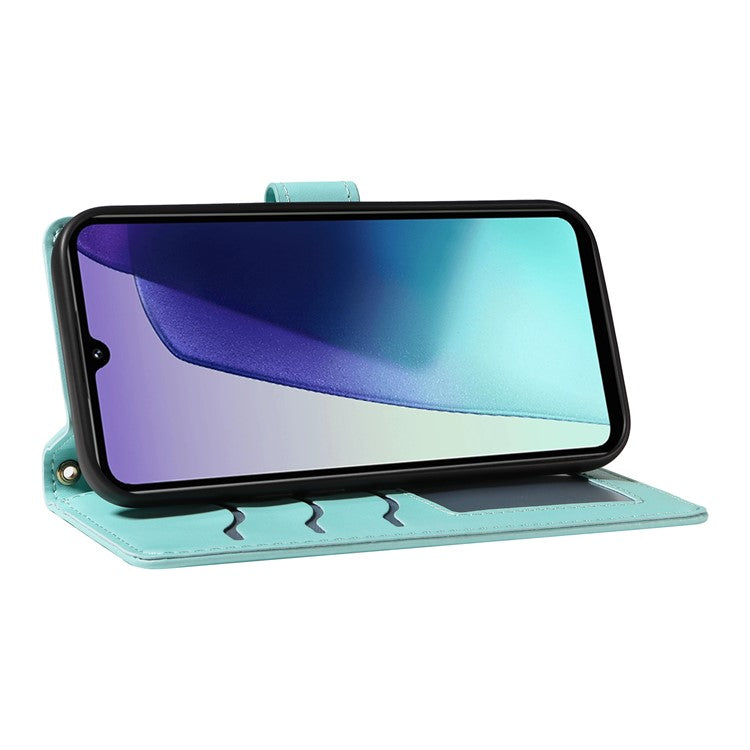 For Xiaomi Poco C75 4G / Redmi 14R 5G / 14C 4G Case Wallet Rhombus Leather Phone Cover with Shoulder Strap, Wrist Strap - Green