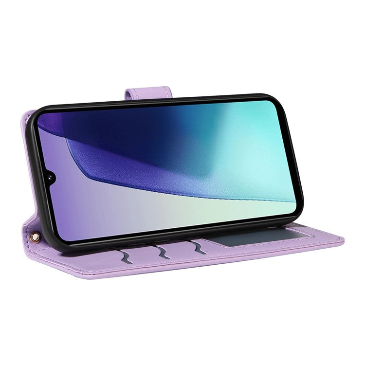 For Xiaomi Poco C75 4G / Redmi 14R 5G / 14C 4G Case Wallet Rhombus Leather Phone Cover with Shoulder Strap, Wrist Strap - Light Purple