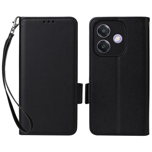 Phone Case for Oppo A3x 5G / A3X 4G / A3 4G / A3 5G / A40M 4G / A40 4G / A3i 5G / A60 5G Litchi Texture PU Leather Wallet Flip Phone Cover - Black