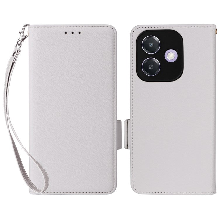 Phone Case for Oppo A3x 5G / A3X 4G / A3 4G / A3 5G / A40M 4G / A40 4G / A3i 5G / A60 5G Litchi Texture PU Leather Wallet Flip Phone Cover - White