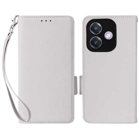 Phone Case for Oppo A3x 5G / A3X 4G / A3 4G / A3 5G / A40M 4G / A40 4G / A3i 5G / A60 5G Litchi Texture PU Leather Wallet Flip Phone Cover - White